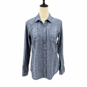Ariat Relaxed Billie Jean Medium Blue Chambray Long Sleeve Button Western Shirt